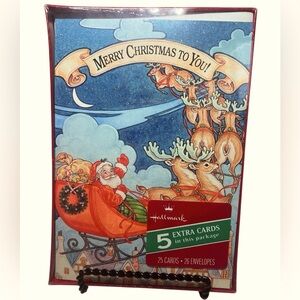 25 Vintage Hallmark Christmas Cards Featuring Santa Flying His 8 Reindeer.  New